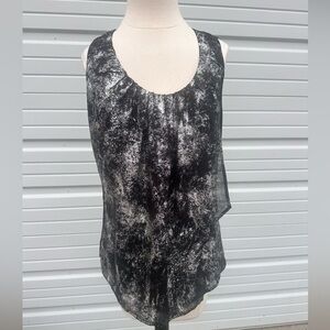 Michael Kors Black and White Sleeveless Blouse